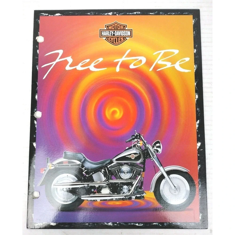 VTG 1996 Y2K Mead Portfolio Folder HARLEY DAVIDSON Motorcycle FREE TO BE USA H-D